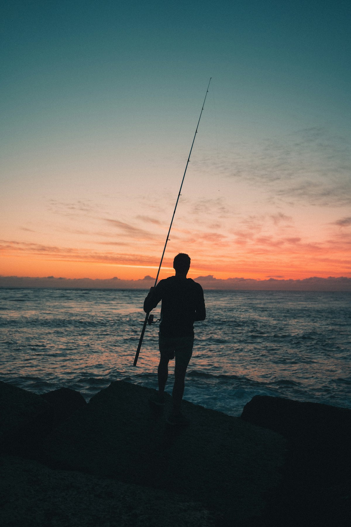 Fishing at sunset